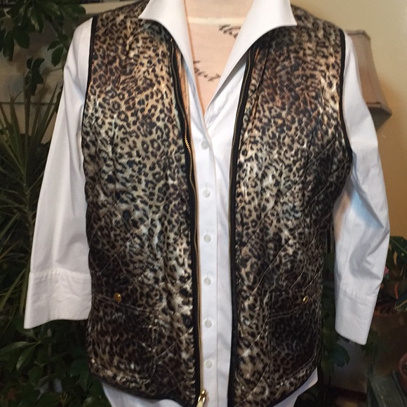 2 in 1 reversible VEST leopard/Gold w/black piping - Picture 5 of 8